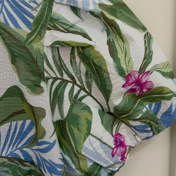 Tommy Bahama Gulf Shore Floral Belted Seersucker Dress Size L - Picture 9 of 10